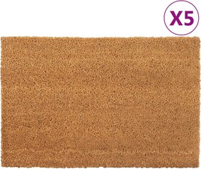 vidaXL Covoraș de ușă, 5 buc., natural, 40x60 cm, fibre de cocos