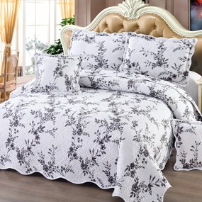 Cuvertură bumbac, 5 piese, model floral, 230x250 cm, CB225