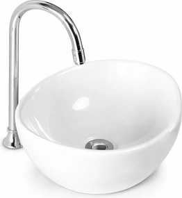 ASTI || Lavabou adânc, de pus pe blat, ceramică, alb, rotund