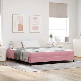 vidaXL Pat boxspring cu saltea cu saltea Roz 180 x 200 cm Catifea