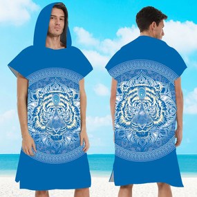Poncho prosop de plaja TIGER albastru 80x145 cm