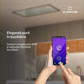 Klarstein Hota LuxeAir, 110 cm, WLAN + Bluetooth, LED, 750 m³/h, evacuare/recirculare, EEC: A