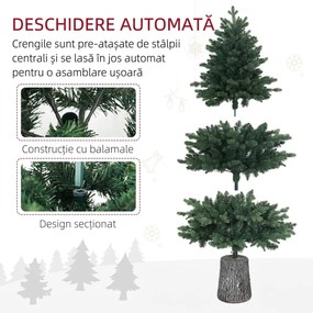 HOMCOM Brad Artificial de Crăciun cu 994 Crengi, Brad de Crăciun Realist cu Bază din Rășină, 85x150 cm, Verde | Aosom Romania