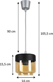 Brilagi - Lustră LED R GLASS 1xE27/60W/230V Ø 14 cm argintiu/bej fumuriu/negru