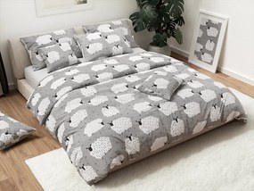Lenjerie de pat din bumbac WHITE SHEEPS gri Dimensiune lenjerie de pat: 70 x 90 cm | 140 x 220 cm