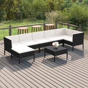 3094412 vidaXL Set mobilier de grădină cu perne, 8 piese, negru, poliratan