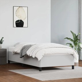 347222 vidaXL Cadru de pat, alb, 90x190 cm, piele ecologică