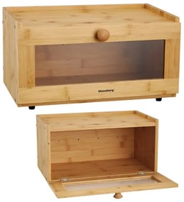 Cutie pentru paine Klausberg KB 7923, 35.5 cm, Fereastra acrilica, Bambus, Maro