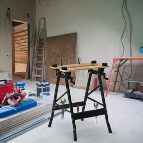 HOMCOM Banchet de Lucru Pliabil 4 Menghine, Riglă și Goniometru Capacitate 150 kg | Aosom Romania