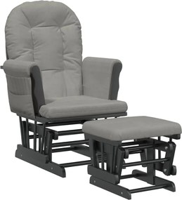 vidaXL Scaun glisant cu taburet, gri deschis, material textil