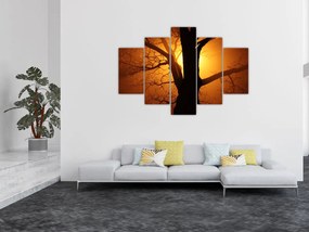 Tablou cu copac în apus de soare (150x105 cm)