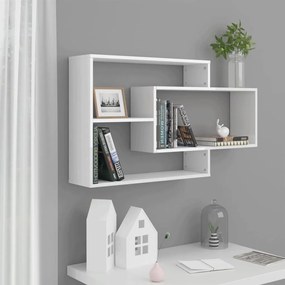 vidaXL Rafturi de perete alb extralucios 104x20x58,5 cm lemn prelucrat
