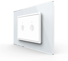 Intrerupator dublu cap scara / cap cruce wireless cu touch Livolo cu rama din sticla, standard Italian – Serie noua