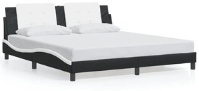 3214129 vidaXL Cadru de pat cu LED, negru și alb, 180x200 cm, piele ecologică