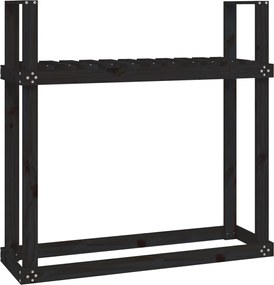 vidaXL Rastel pentru lemne de foc negru 110x35x108,5 cm lemn masiv pin