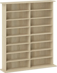 HOMCOM Dulap Bibliotecă pentru CD-uri cu 16 Rafturi, Design Modern, din Lemn, 106,5x24x126,3 cm, Natur | Aosom Romania
