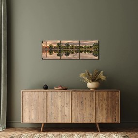 Tablou cu lac și copaci (cu ceas) (90x30 cm)