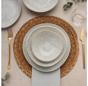 Set de veselă 24 piese, gri, din porțelan