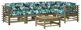 3186010 vidaXL Set mobilier de grădină cu perne, 6 piese, lemn de pin tratat