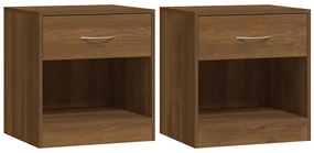 342588 vidaXL Noptiere cu sertar, 2 buc., stejar maro