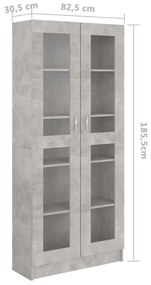 Dulap cu vitrina, gri beton, 82,5 x 30,5 x 185,5 cm, PAL Gri beton, 82.5 x 30.5 x 185.5 cm