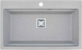 Chiuveta compozit Inter Ceramic finisaj granit gri nisip 78x48 cm cu orificiu baterie