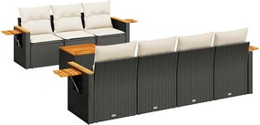 vidaXL Set mobilier de grădină cu perne, 8 piese, negru, poliratan