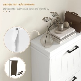 HOMCOM Dulap Spațios pentru Pantofi cu 3 Sertare Rabatabile pentru 15 Perechi de Pantofi, 54x24x117,5 cm, Alb | Aosom Romania