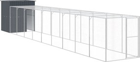 vidaXL Coteț de pui cu incintă antracit 165x1067x181cm oțel galvanizat