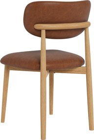 MAZZONI EXPORT ALMO Piele ecologică Retro Brandy / cadru stejar lăcuit - SCAUN DIN LEMN PENTRU LIVING SUFRAGERIE BUCĂTĂRIE RETRO