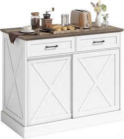 HOMCOM Insulă centrală de bucătărie, bufet de bucătărie, mobilier de depozitare cu 2 sertare, 2 uși culisante, poliță reglabilă, alb | Aosom Romania