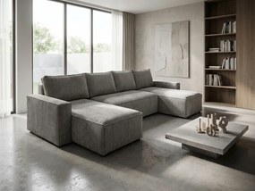 Coltar in forma de U SMART COSARO 295x140 cm, gri deschis