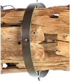 Lustră suspendată din rădăcină de tec reciclat și metal, maro, cu 3 brațe, finisaj natural, 33 x 180 x 33 cm, „Noyon”