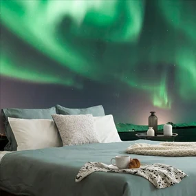 Fototapet aurora verde neobișnuită