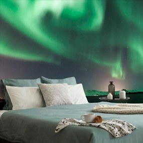 Fototapet aurora verde neobișnuită
