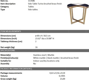 Masuta laterala design LUX Turino 113586 HZ