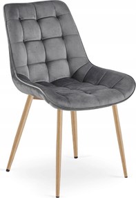 Scaun Bucatarie/Dining Joy Gri Inchis Catifea,Picioare Metalice, Finisaj Lemn