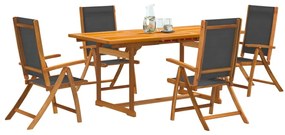 3279268 vidaXL Set mobilier de grădină, 5 piese, lemn masiv acacia/textilenă