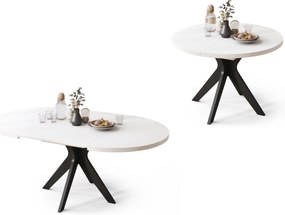 Mazzoni RENZO Alb/picior negru - MASĂ ROTUNDĂ Ø110 EXTENSIBILĂ PÂNĂ LA 180 cm | PENTRU BUCĂTĂRIE SUFRAGERIE LIVING RETRO