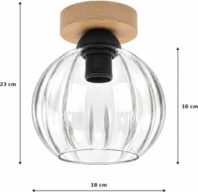 BRILAGI - Plafonieră LED RETRO GLASS 1xE27/60W/230V Ø 18 cm stejar/transparent