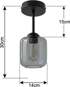 BRILAGI - LED Lustră aplicată R GLASS 1xE27/60W/230V Ø 14 cm negru/gri fumuriu