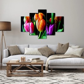 Tablou -Lalele pe fond negru (150x105 cm)
