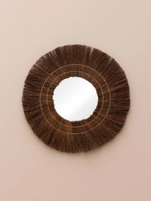 Oglindă de perete din fibre de palmier, Ø70 cm, "Eclat Naturel"