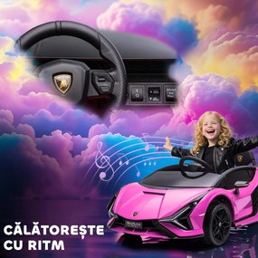 HOMCOM Masina Electrica pentru Copii 12V, Roz Lamborghini 12V cu telecomanda | Aosom Romania