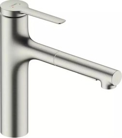 Baterie bucatarie cu dus extractibil Hansgrohe Zesis M33 160 cu 2 jeturi finisaj otel inoxidabil