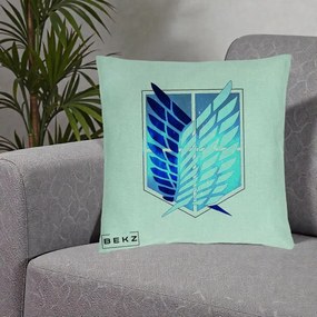 Perna Personalizata Attack on Titan Wings of Freedom, 40x40 cm, Verde Menta, Husa Detasabila, Perna Inclusa, BEKZ®