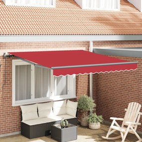 vidaXL Copertină Roșie Manual Roșu 350 x 250 cm Poliester