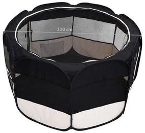 Tarc de caini pliabil cu sac de transport, negru, 110x110x58 cm Negru, 110 x 110 x 58 cm