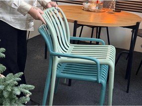 Scaun din plastic TREGO cu brate, verde