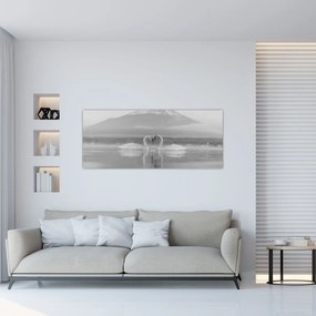 Tablou - Lebede îndrăgostite (120x50 cm)